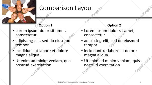 Comparison presentation slide layout