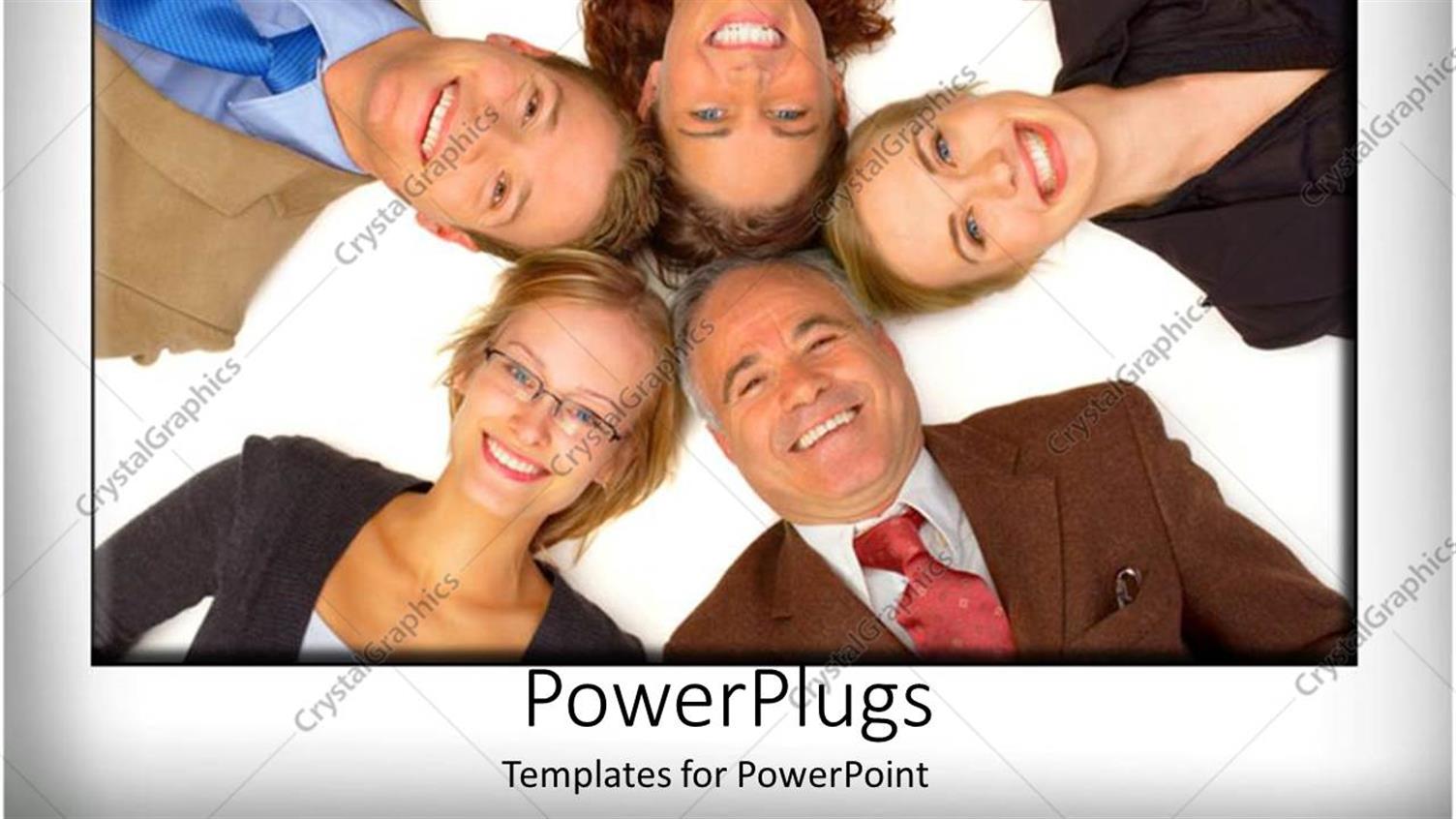 Featuring Five People Laying Down and Smiling with their Heads Together