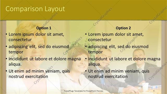 Comparison presentation slide layout