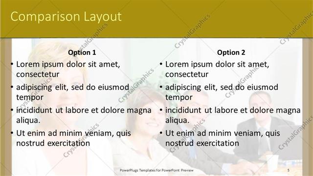 Comparison presentation slide layout