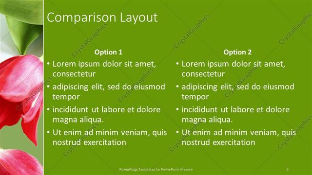 Comparison presentation slide layout