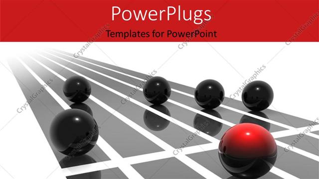  Presentation with competition - Five round reflective balls rolling with one leading black one