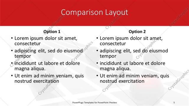 Comparison presentation slide layout