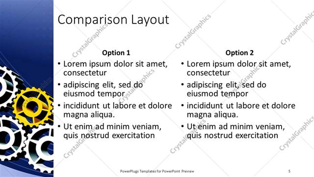 Comparison presentation slide layout