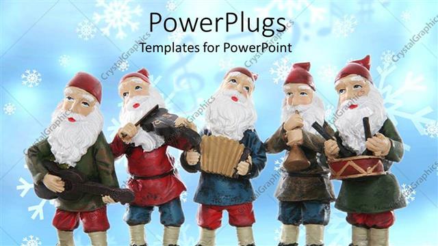  Presentation with music - Five small cute elves toys with a Christmas theme