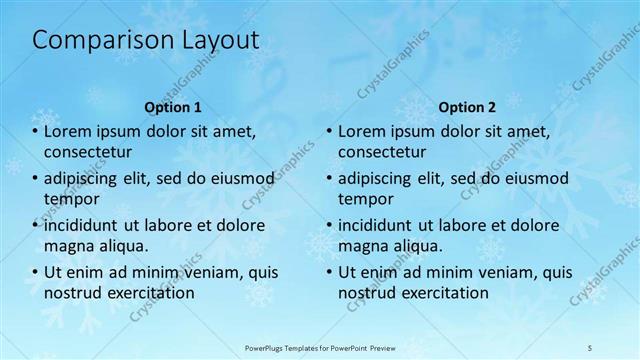 Comparison presentation slide layout