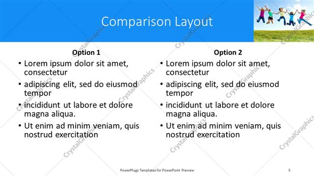 Comparison presentation slide layout