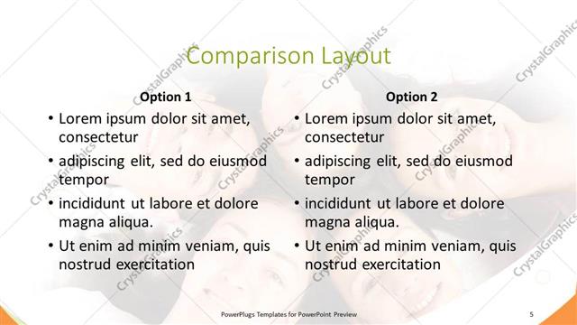 Comparison presentation slide layout