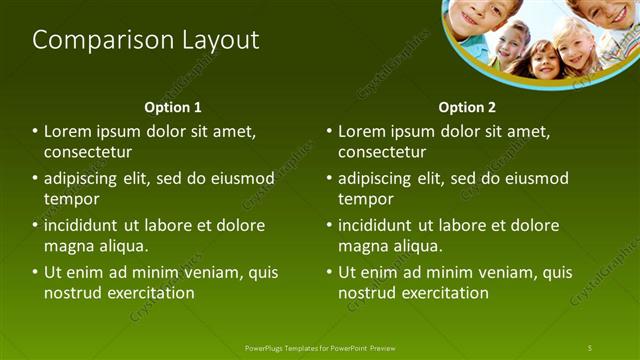 Comparison presentation slide layout
