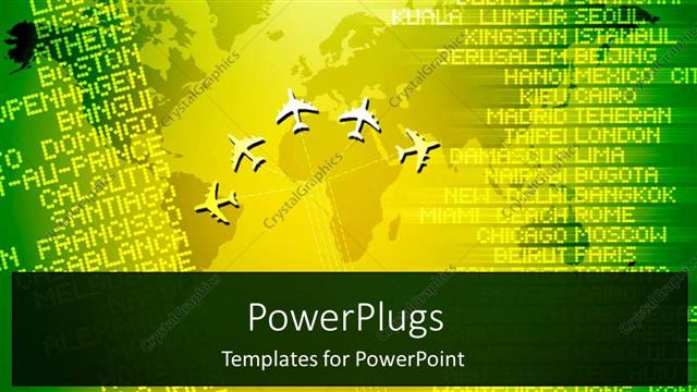  Presentation with world travel - Five white airplanes travelling in different directions on world map