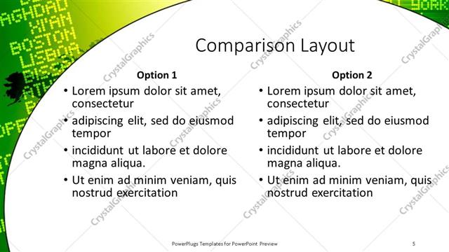 Comparison presentation slide layout