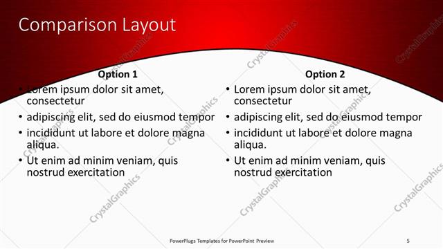 Comparison presentation slide layout