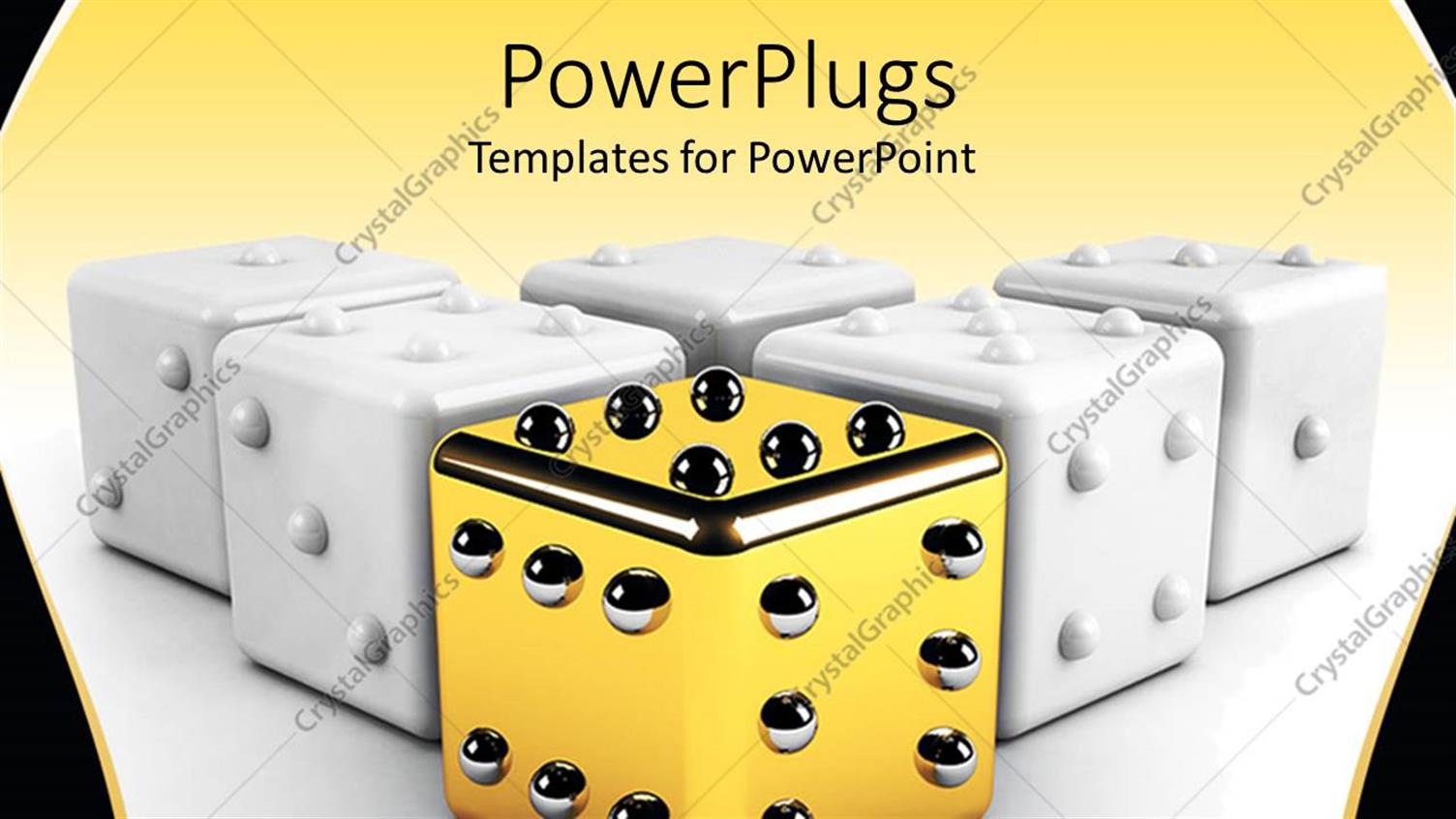 Featuring Five White Colored Dice with One Leading Gold One