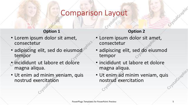 Comparison presentation slide layout