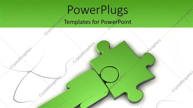  Presentation with puzzle green - A flat character matching into a green puzzle piece
