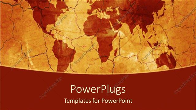  Presentation with flat - Flat world map with cracks, brown and orange background