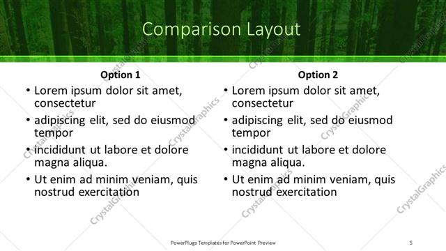 Comparison presentation slide layout
