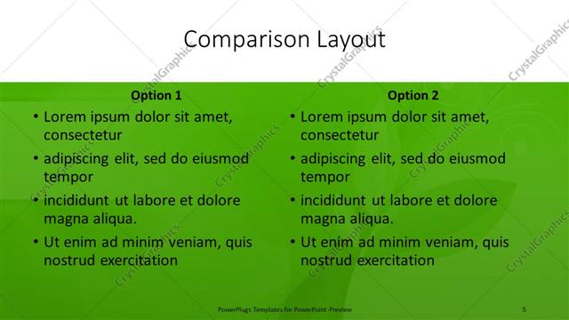 Comparison presentation slide layout