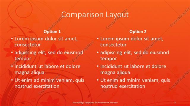 Comparison presentation slide layout