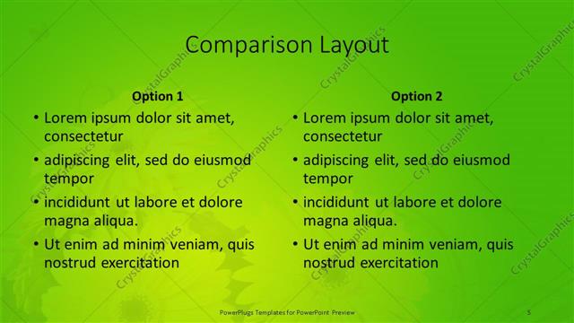 Comparison presentation slide layout