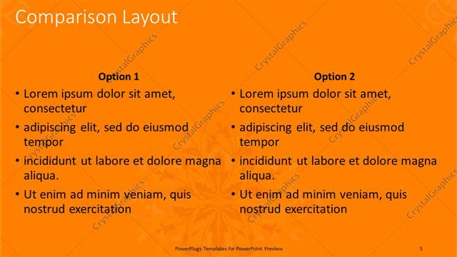 Comparison presentation slide layout