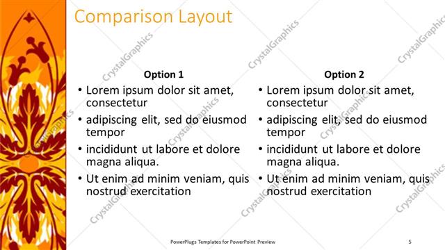 Comparison presentation slide layout