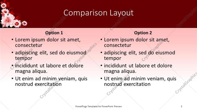 Comparison presentation slide layout