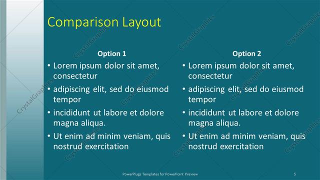Comparison presentation slide layout