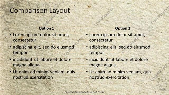 Comparison presentation slide layout