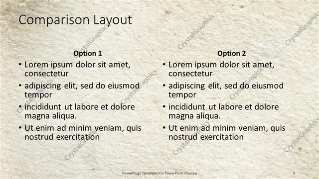 Comparison presentation slide layout