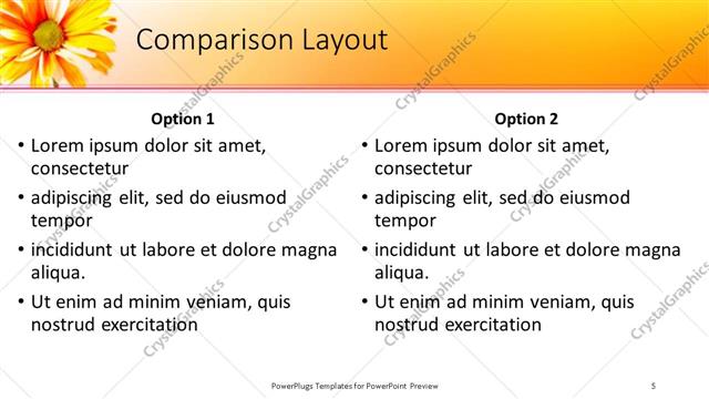 Comparison presentation slide layout