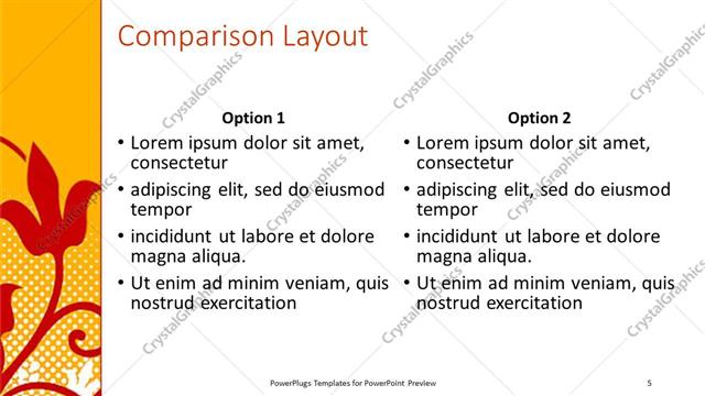 Comparison presentation slide layout
