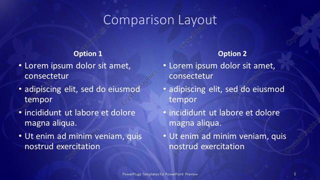 Comparison presentation slide layout