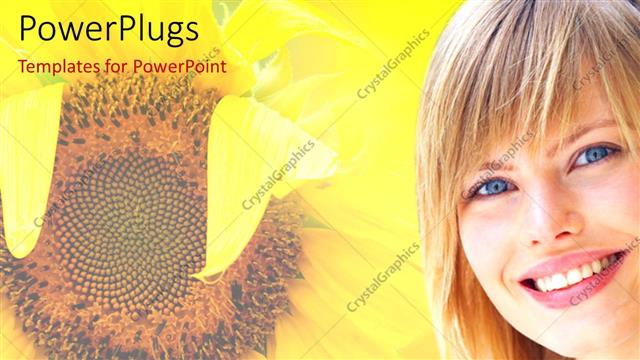  Presentation with sunflower sunflower sunflower sunflower sunflower - Flourishing sunflower in summer with beautiful lady smiling on
