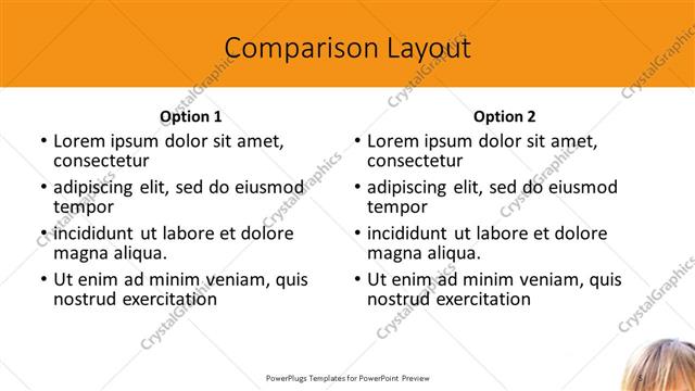 Comparison presentation slide layout