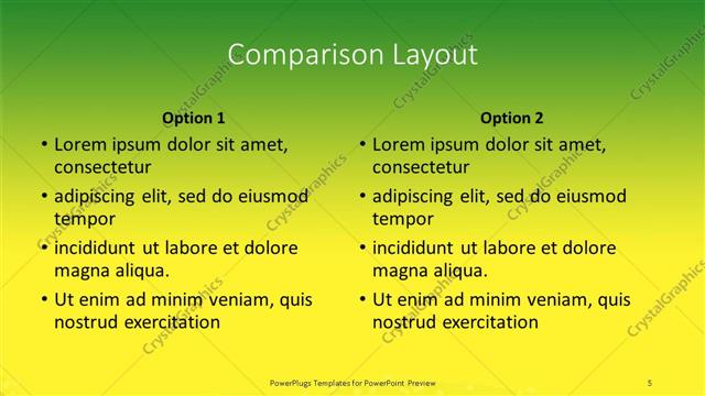 Comparison presentation slide layout