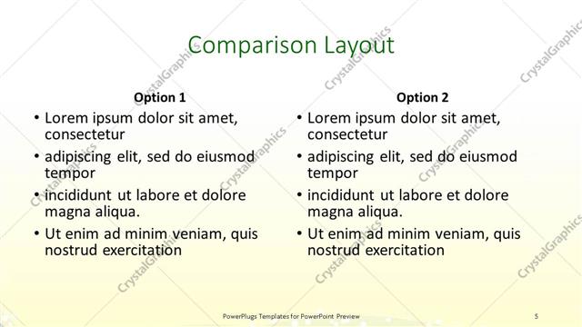 Comparison presentation slide layout