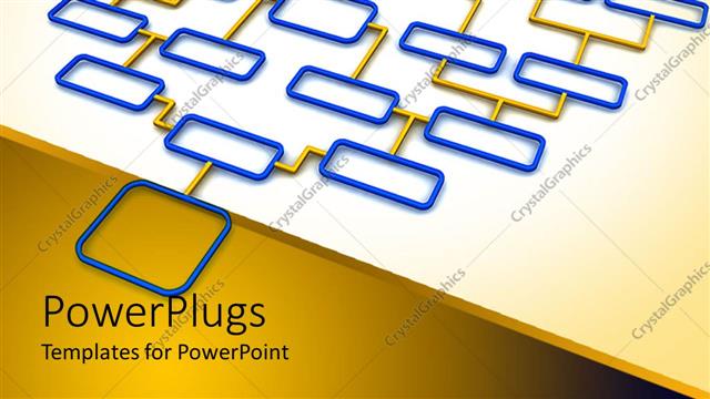 Presentation with blue flow - Flow chart schematic diagram in blue and orage color