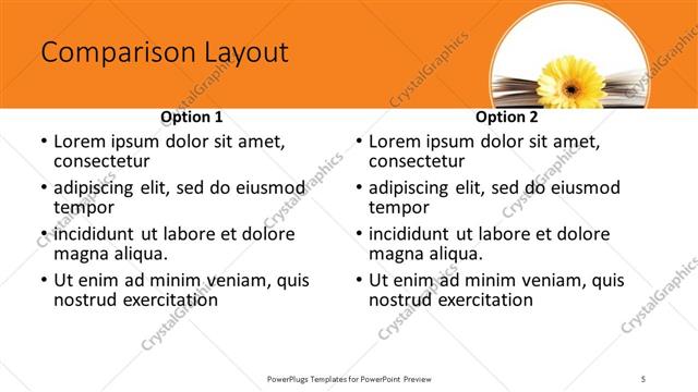 Comparison presentation slide layout