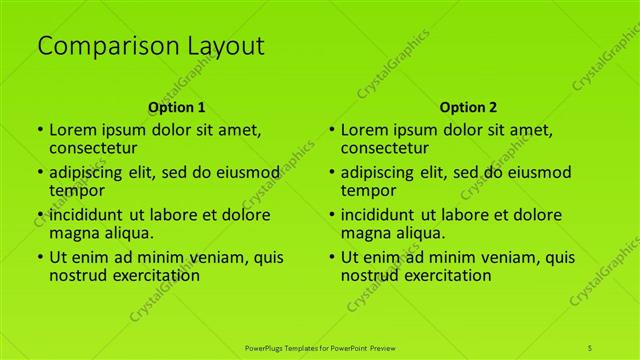 Comparison presentation slide layout