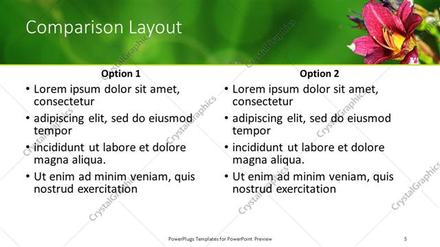Comparison presentation slide layout