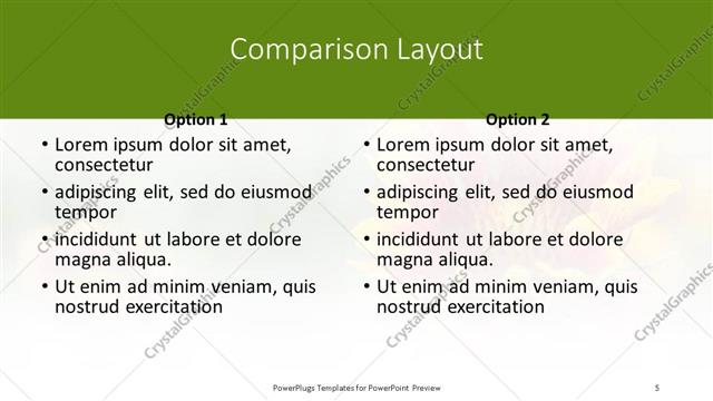 Comparison presentation slide layout