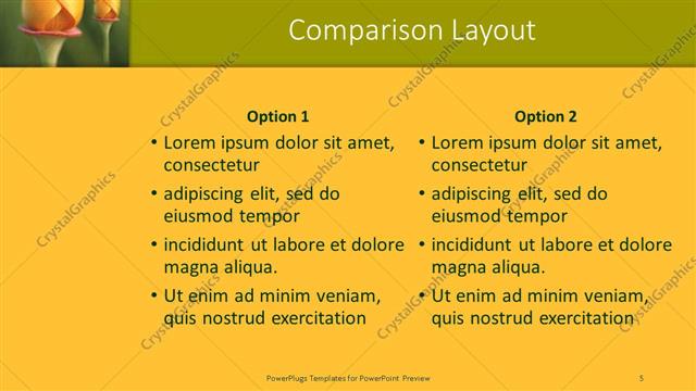 Comparison presentation slide layout