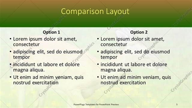 Comparison presentation slide layout