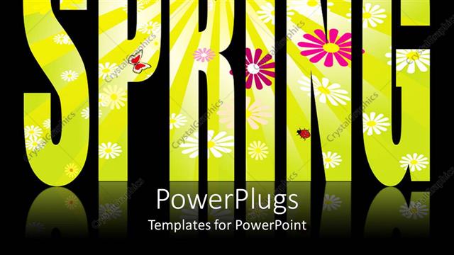  Presentation with flowery - Flowery spring text on black background