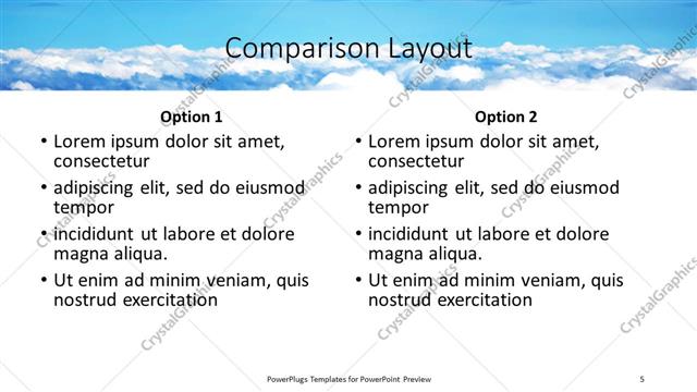 Comparison presentation slide layout
