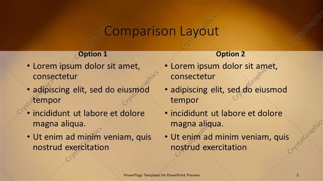 Comparison presentation slide layout