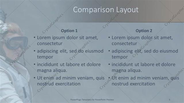 Comparison presentation slide layout