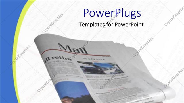  Presentation with faded - Folded newspaper on faded newsprint background, blue and yellow border