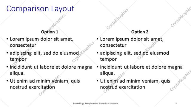 Comparison presentation slide layout